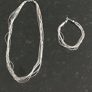 925 Liquid Silver Necklace and Bracelet Set